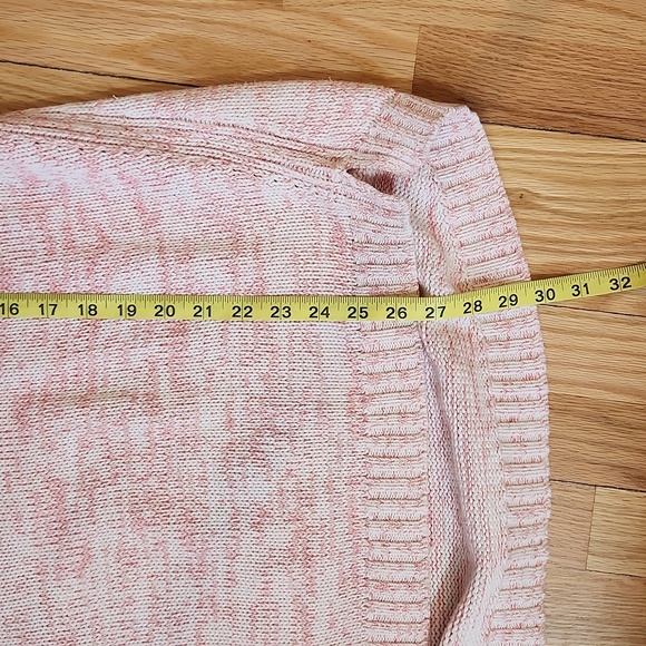 GAP marled pink 100% cotton sweater hi low red coral white size XL comfy baggy - Picture 10 of 15